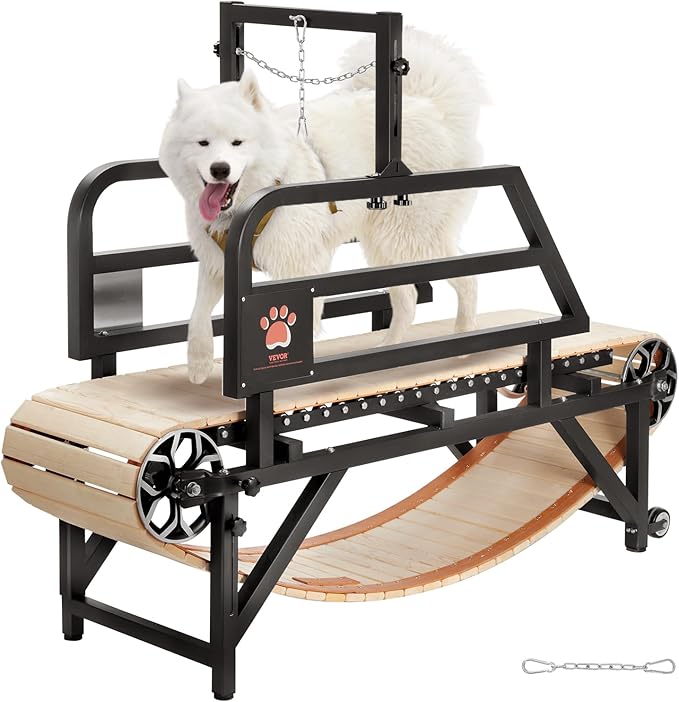 Dog Treadmill for Large & Medium Dogs with Brake – Heavy‑Duty Slatmill with 3 Adjustable Ramps, Training & Indoor Exercise (Supports Up to 330 lbs)