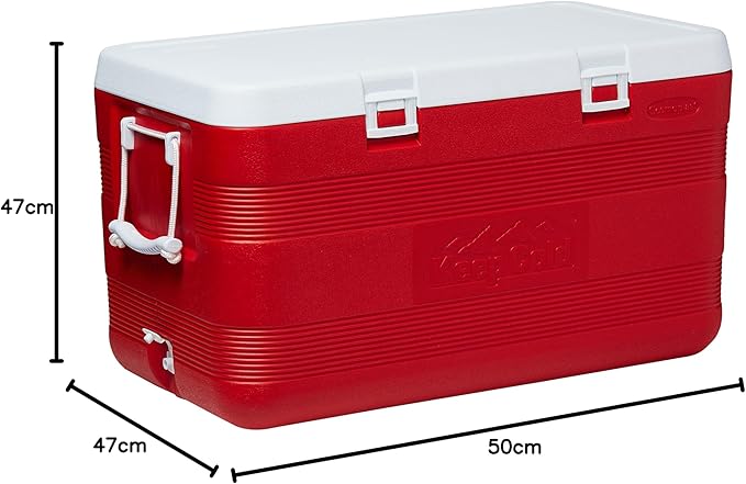 127L Plastic Cooler Icebox Deluxe Red – Heavy Duty Insulated Cooler with 6-Day Ice Retention