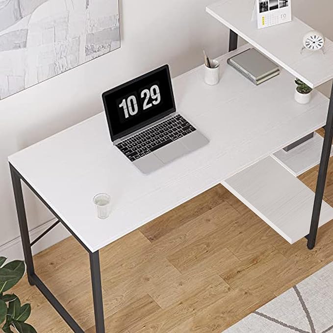 Computer Table Desk with Storage Shelves Home Office Desk Study - COOLBABY