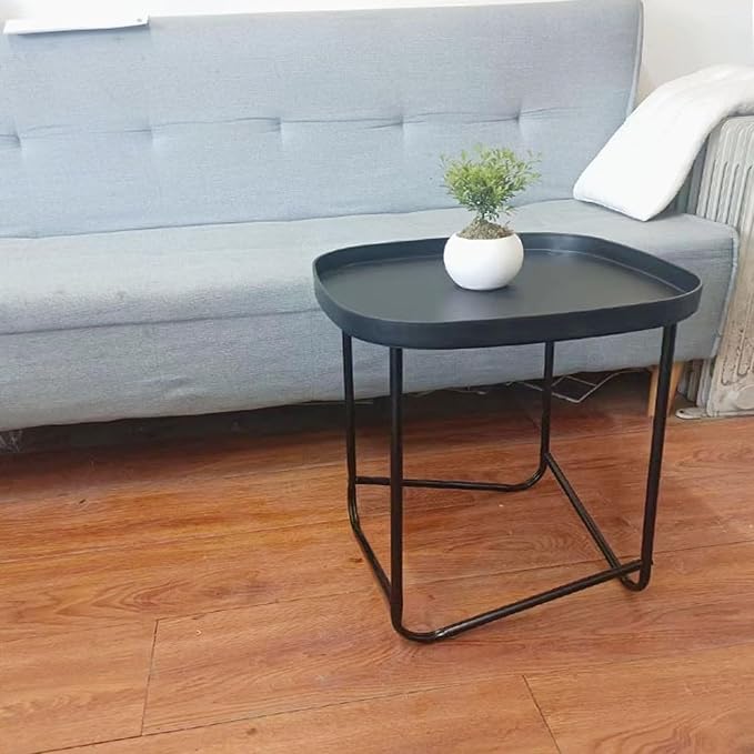 Round Coffee Table, Patio Side Table Outdoor, Waterproof Portable, Snack Table for Living Room - COOLBABY