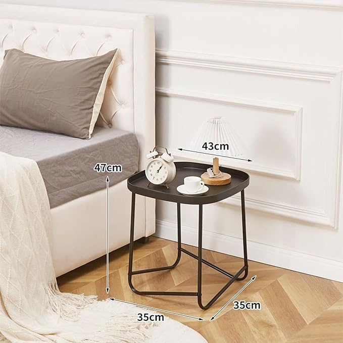 Round Coffee Table, Patio Side Table Outdoor, Waterproof Portable, Snack Table for Living Room - COOLBABY