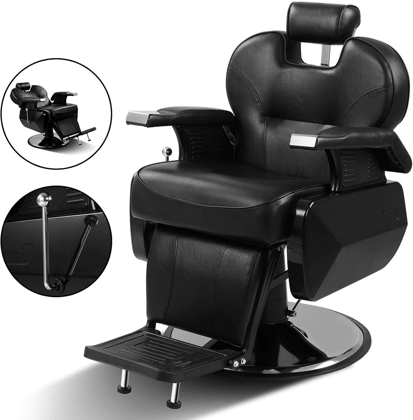 Men Salon Hydraulic Adjustable Height Chair - Black - COOLBABY