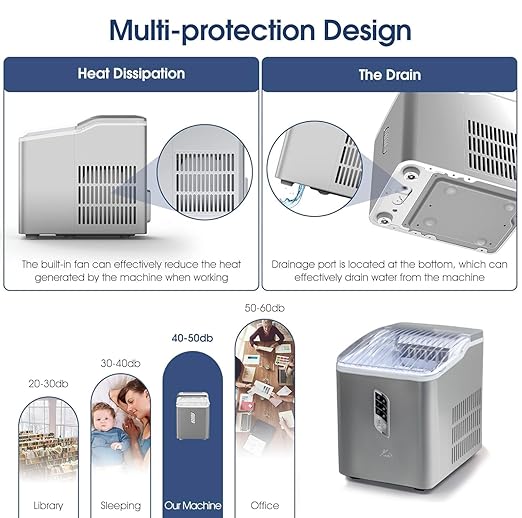 Automatic Ice Maker, Self-Cleaning, 9 Cubes Ready in 6 Mins, 12Kg/24H - COOLBABY