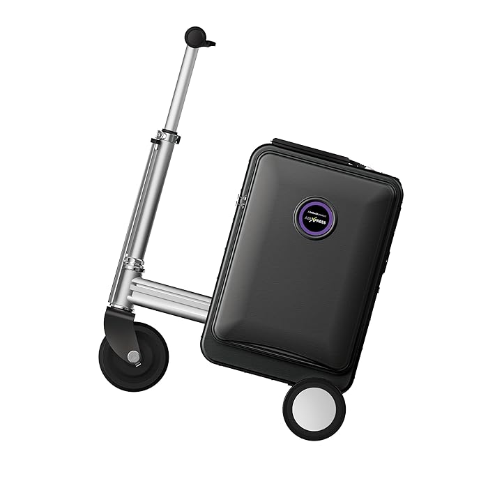 Plastic Airxpress G45 Smart Riding 3 Spinner Wheel Hard Suitcase - Boarding Allowed, Digital Silver, 55 cm - COOLBABY
