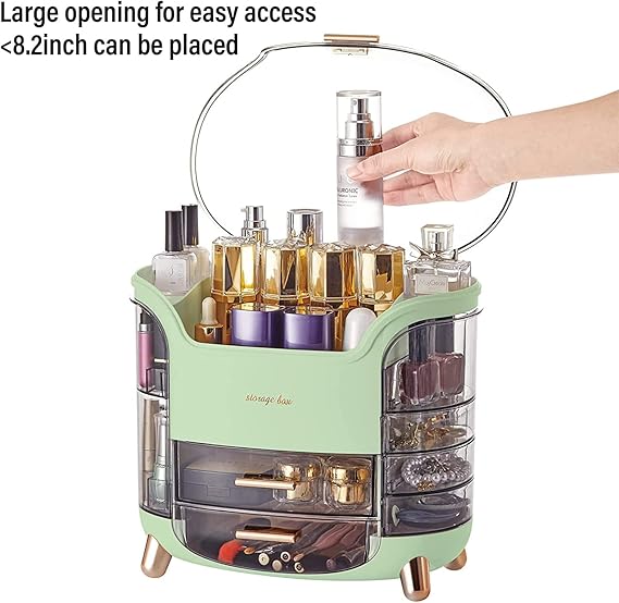 Makeup Organizer, Cosmetic Display Case Make up Organizer Skin Care Organizer,SkinCare Organizers for Bathroom Countertop,Bedroom Vanity Organizer Desk and Travel (Green)