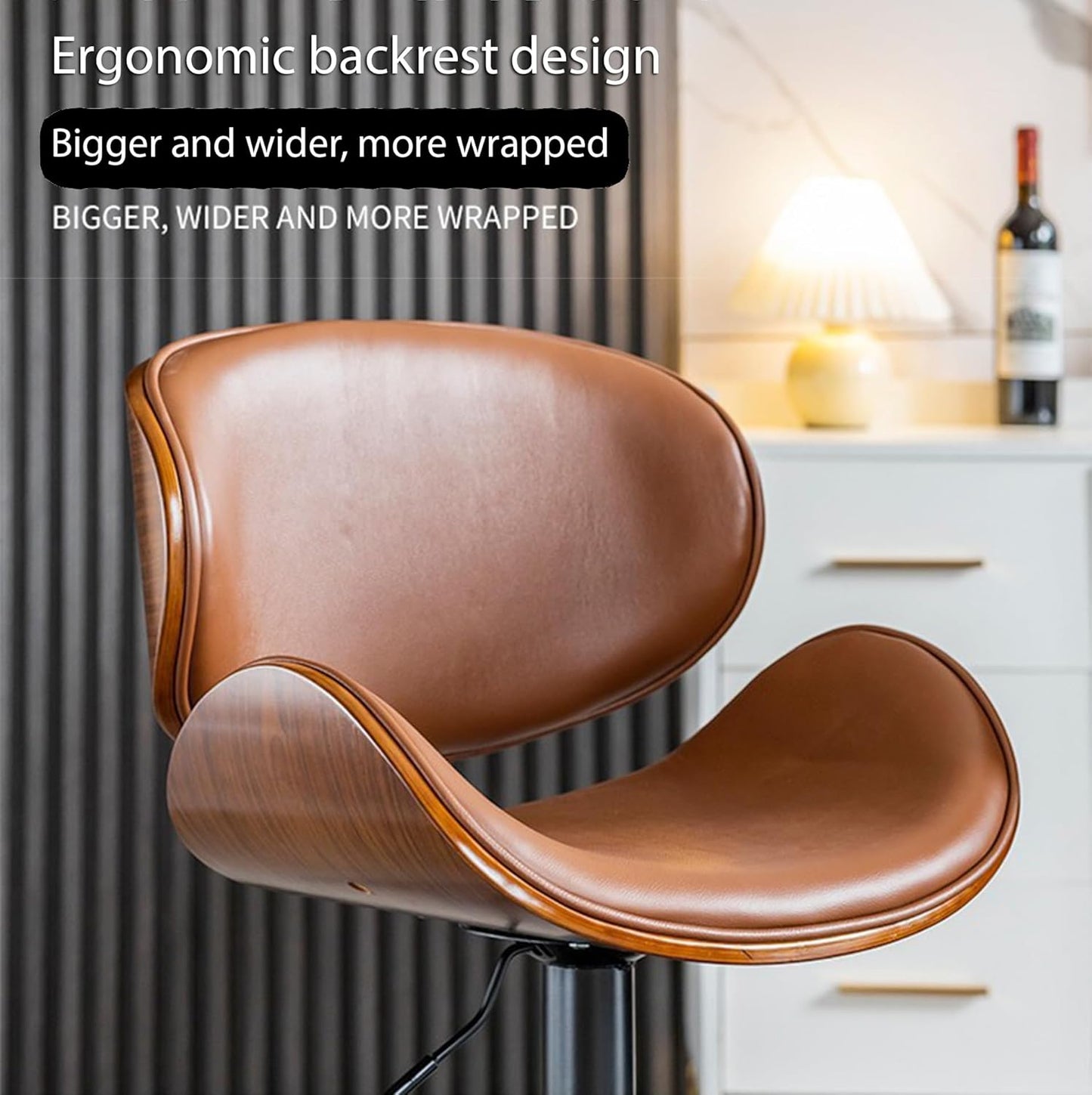 COOLBABY Bar chairs Lift leather bar chairs Light luxury home front desk high chairs Adjustable swivel seats High stools Low back kitchen island, dining room 1PC (Black) - COOLBABY