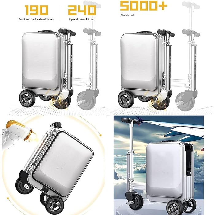 Electric Luggage with Smart Cart Cover - 20 Inch Aluminum Alloy Frame Electric Suitcase - COOLBABY