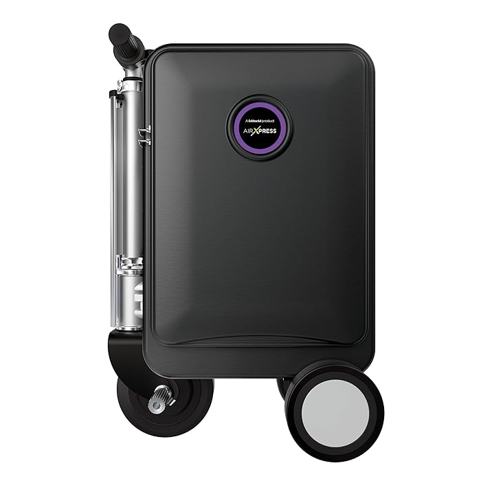 Plastic Airxpress G45 Smart Riding 3 Spinner Wheel Hard Suitcase - Boarding Allowed, Digital Silver, 55 cm - COOLBABY