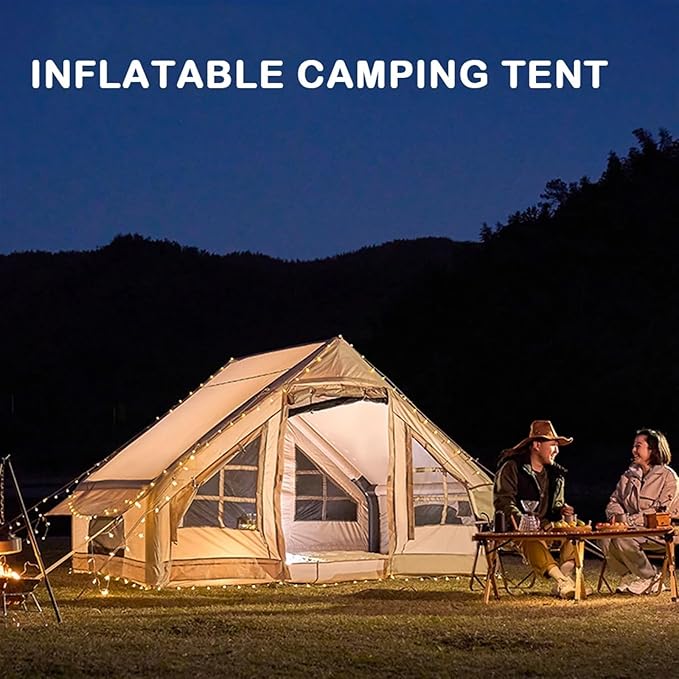 4-6 person inflatable camping tent, easy to install outdoor tent, inflatable house tent with anti-mosquito screens - COOLBABY