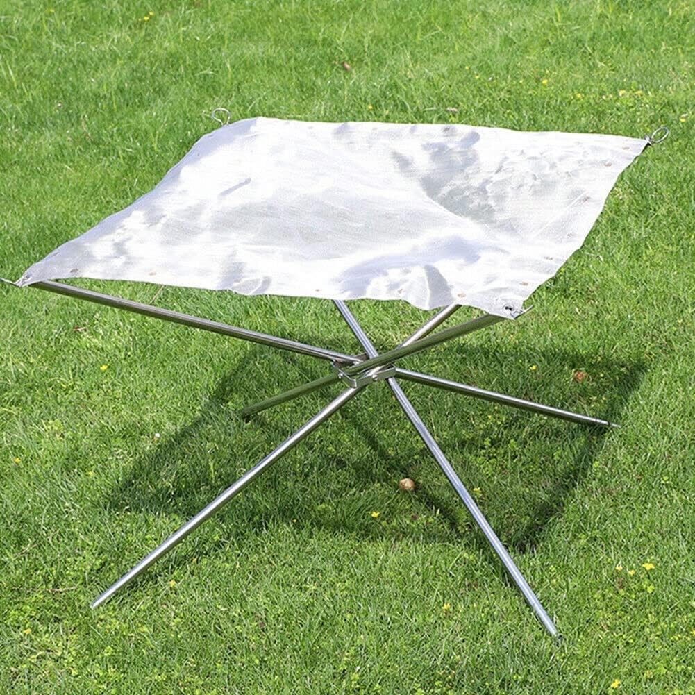 COOLBABY Outdoor Camping Fire Pit, Portable Lightweight Fire Pit Stand with Collapsible Stainless Steel Mesh for Camping X Fire Camping Fire Pit Stainless Steel Portable Fire Pit SEYYSKWJ SRK WHITE - COOLBABY