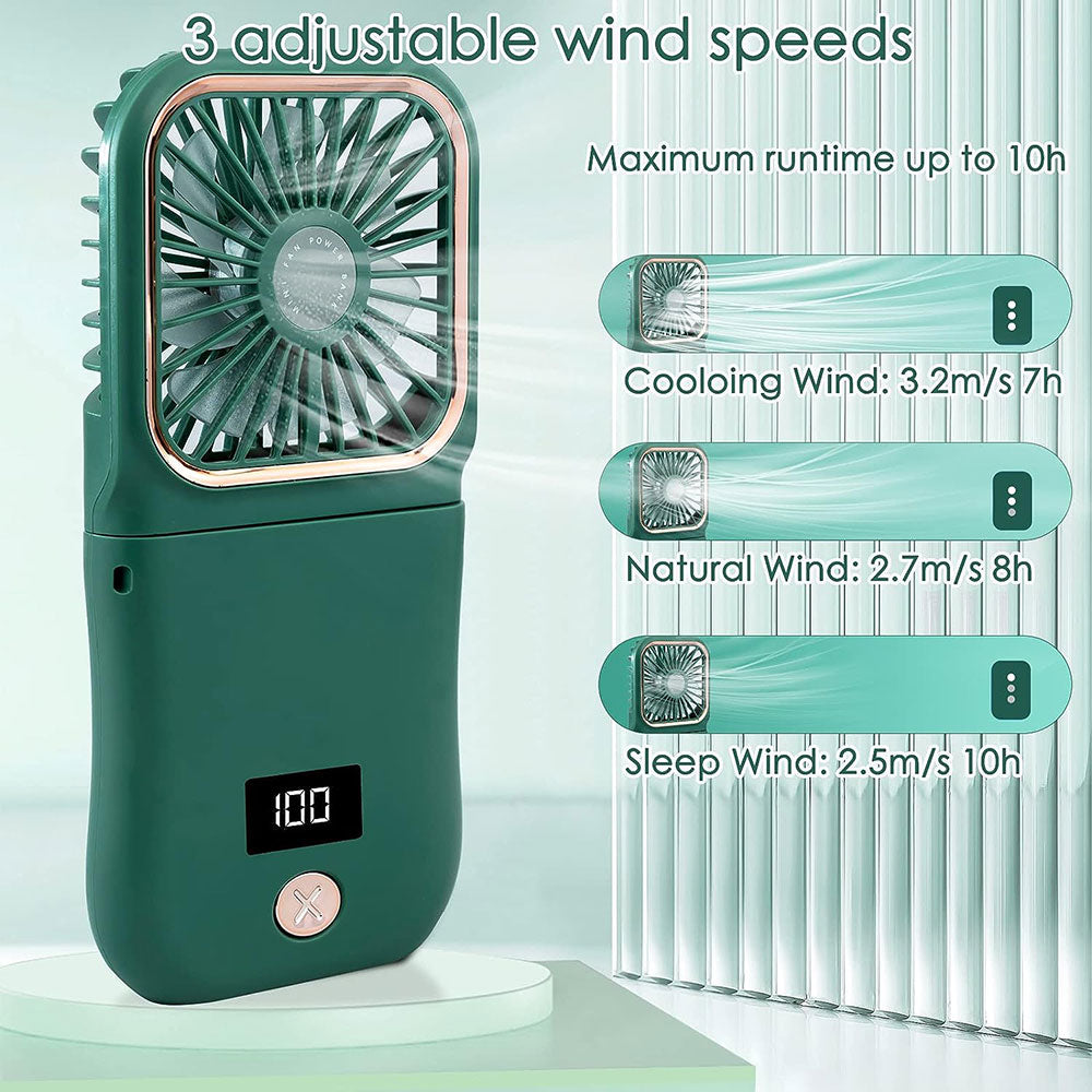 COOLBABY WQSJ-GBFS02 Portable Mini Fan,3000mAh Battery Operated Fan,Power Bank Function,3 Speeds Rechargeable Fan - COOL BABY