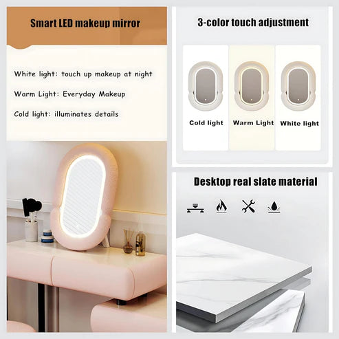 Modern Minimalist Makeup Dresser Desk for Bedroom-Elegant Solid Wood Vanity Table - COOLBABY