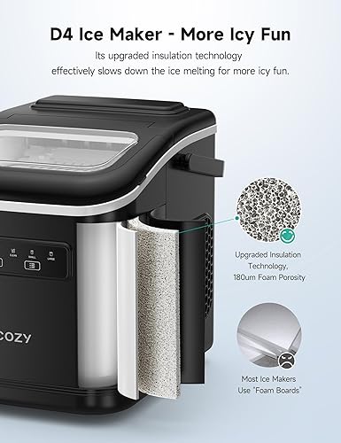 Compact Ice Maker – 15kg/Day, 2 Ice Sizes, Self-Cleaning & Portable with Handle (Black) - COOLBABY