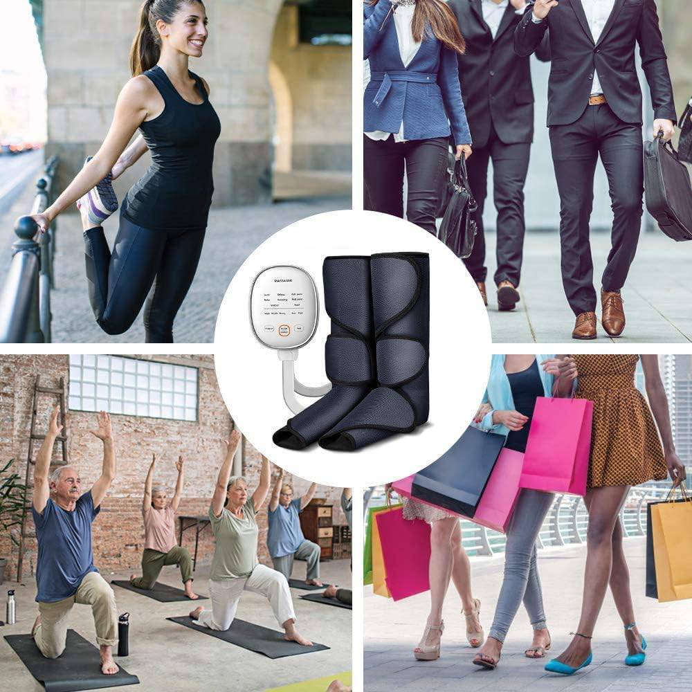 COOLBABY Leg Air Compression Massager,Electric Leg Massager Vibration Hot Compress,Foot and Calf Circulation Compression and Relaxation,6 Modes 3 Intensities - COOL BABY