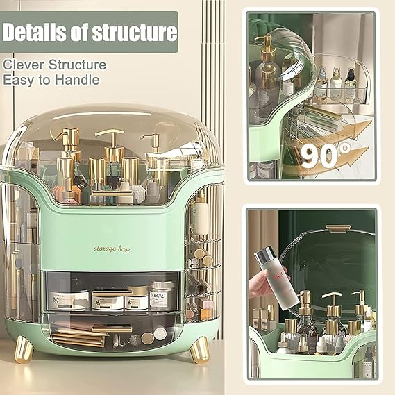 Makeup Organizer, Cosmetic Display Case Make up Organizer Skin Care Organizer,SkinCare Organizers for Bathroom Countertop,Bedroom Vanity Organizer Desk and Travel (Green)