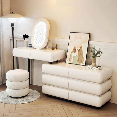 Modern Minimalist Makeup Dresser Desk for Bedroom-Elegant Solid Wood Vanity Table - COOLBABY