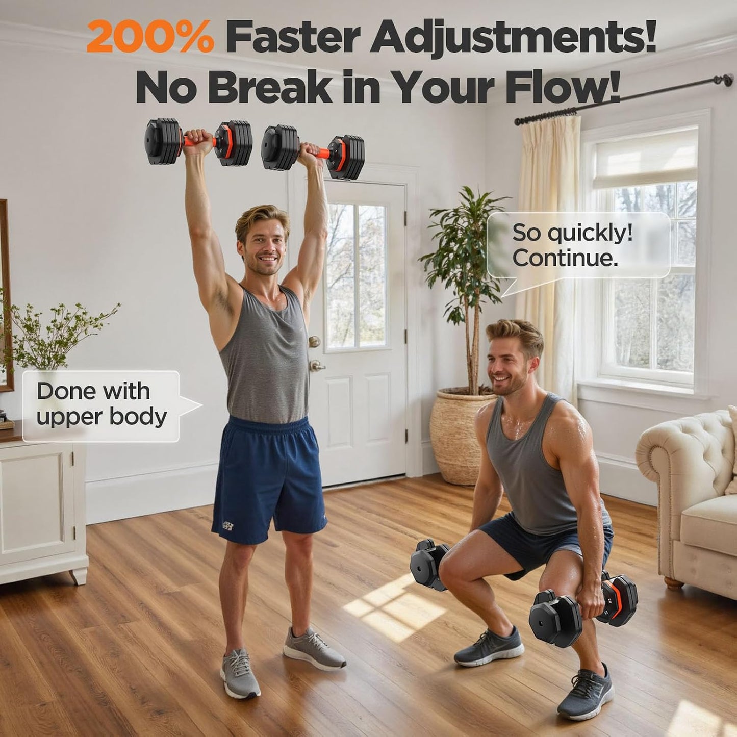 Updated Adjustable Dumbbell Set of 2, 55lb Weights Dumbbell with Storage Box,Adjustable Weights with Anti-slip Silicone Grip