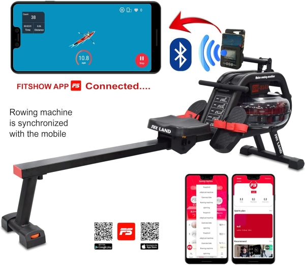 Water Rowing Machine for Home Use GM-8143 | 6-Level Water Resistance Rower with Bluetooth & LCD Monitor