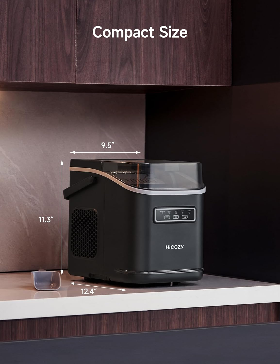 Countertop Ice Maker – Clear View Window, Self-Cleaning, Ambient Light, 26lbs/Day – Black - COOLBABY