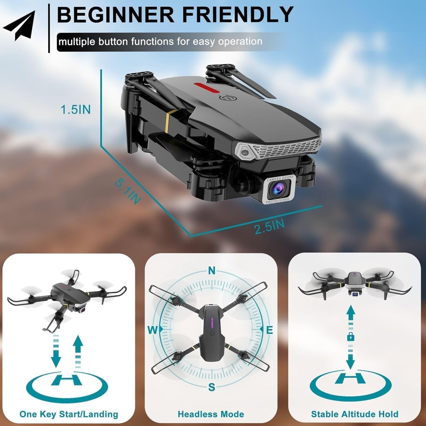 COOLBABY 4K Camera Drone with GPS – Foldable Quadcopter with Brushless Motors, Follow Me Mode, Optical Flow, Return to Home, Long Flight Time – Beginner Friendly RC Drone with Carrying Case - COOLBABY