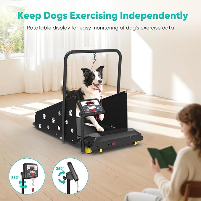 Dog Treadmill for Small & Medium Dogs – Quiet Indoor Pet Exercise Machine with 360° Rotatable Display, Remote Control, Foldable Design & 265 lbs Heavy‑Duty Capacity