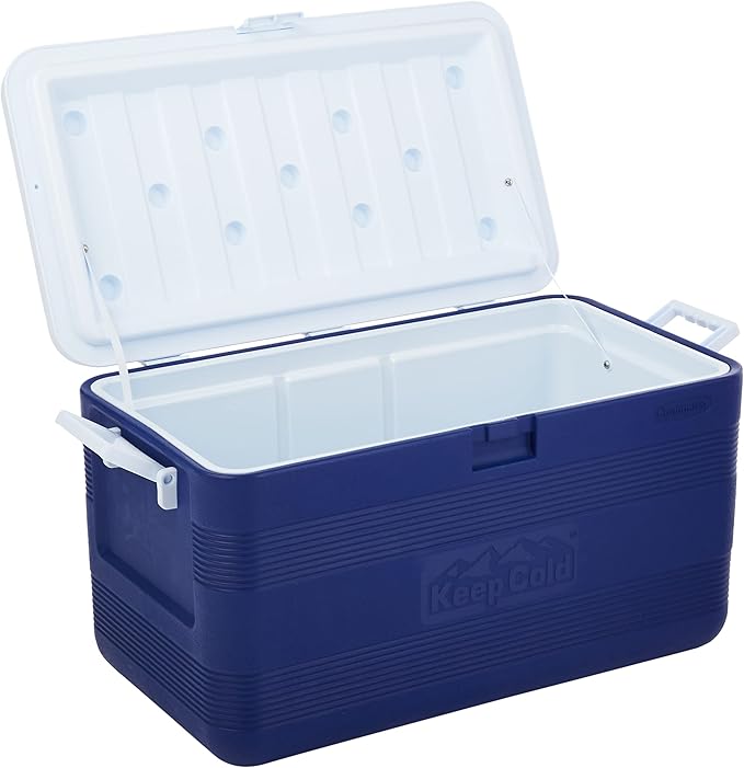 70L Plastic Cooler Icebox Deluxe with Wheels Blue – Heavy Duty Insulated Cooler with 6-Day Ice Retention