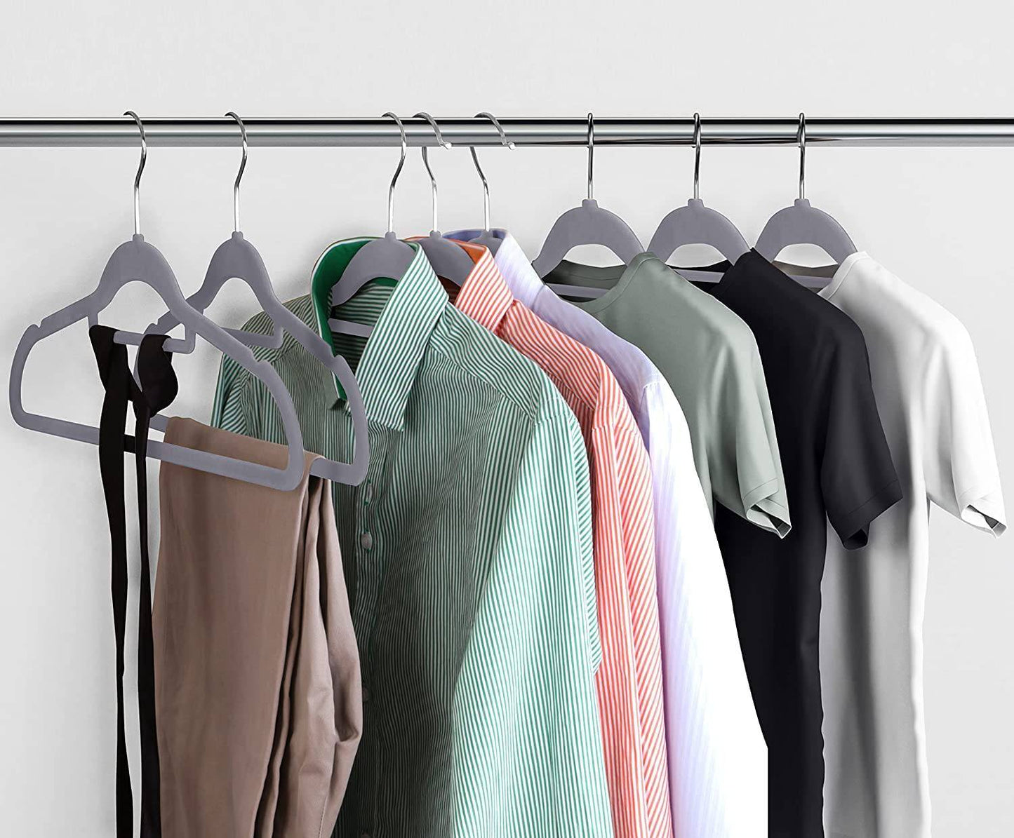 COOLBABY YLY043-50GRY Premium Non Slip Velvet Hangers - Heavy Duty - Coat Suit Hangers (Grey, Pack of 50) - COOL BABY