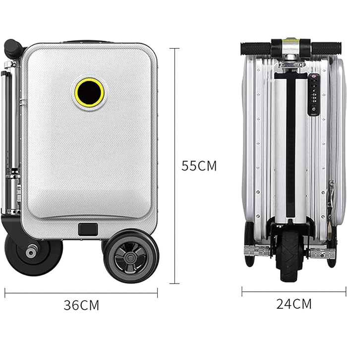 Electric Luggage with Smart Cart Cover - 20 Inch Aluminum Alloy Frame Electric Suitcase - COOLBABY