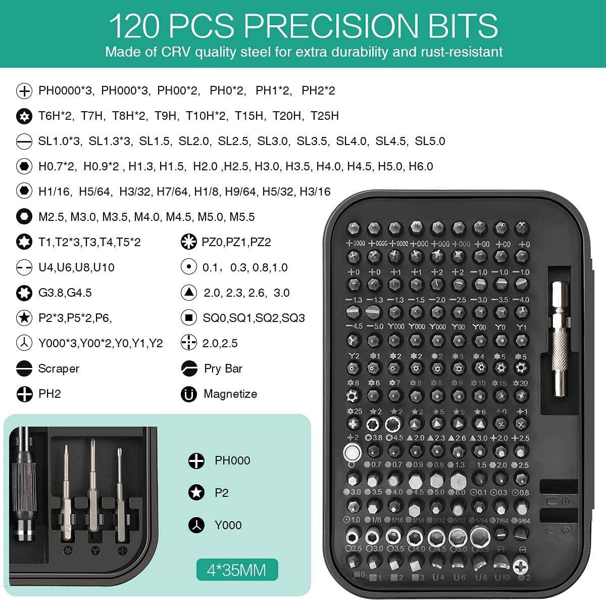 COOLBABY SSZ147 Precision Screwdriver Set, New Version 130 In 1 Kit With 120 Bits, Repair Tool Magnetizer For Smart Phone, HoUSehold Appliances - COOL BABY