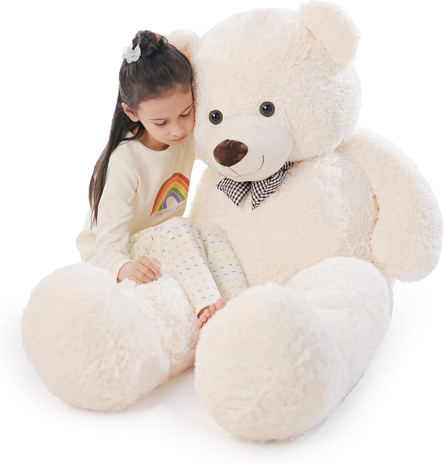Poutmac 55 inch Giant Teddy Bear Stuffed Animal White Big Plush Teddy Bear Valentine's Gift for Girlfriend Soft Stuffed Bear Animals for Christmas,Birthday,Mother's Day - COOLBABY