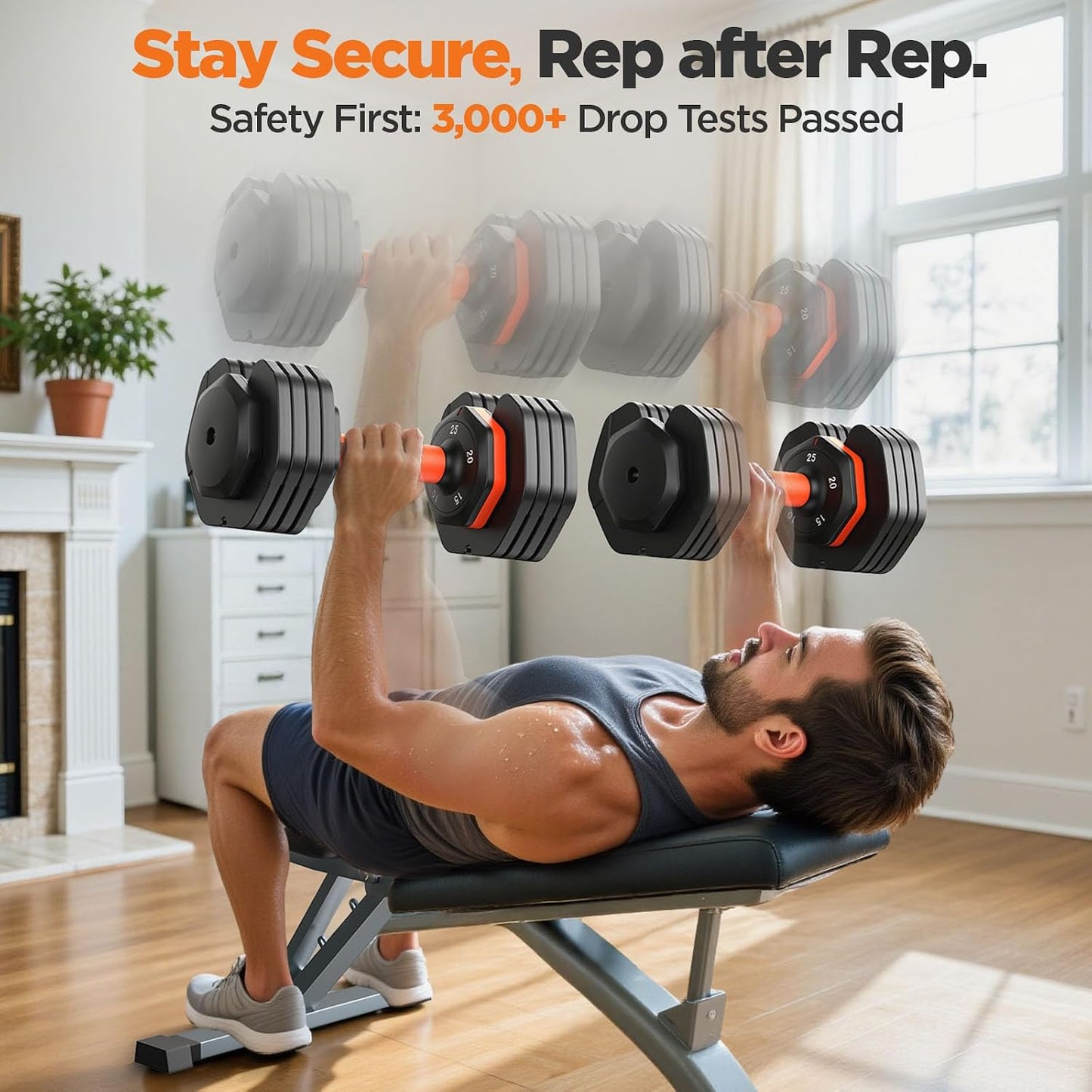 Updated Adjustable Dumbbell Set of 2, 55lb Weights Dumbbell with Storage Box,Adjustable Weights with Anti-slip Silicone Grip