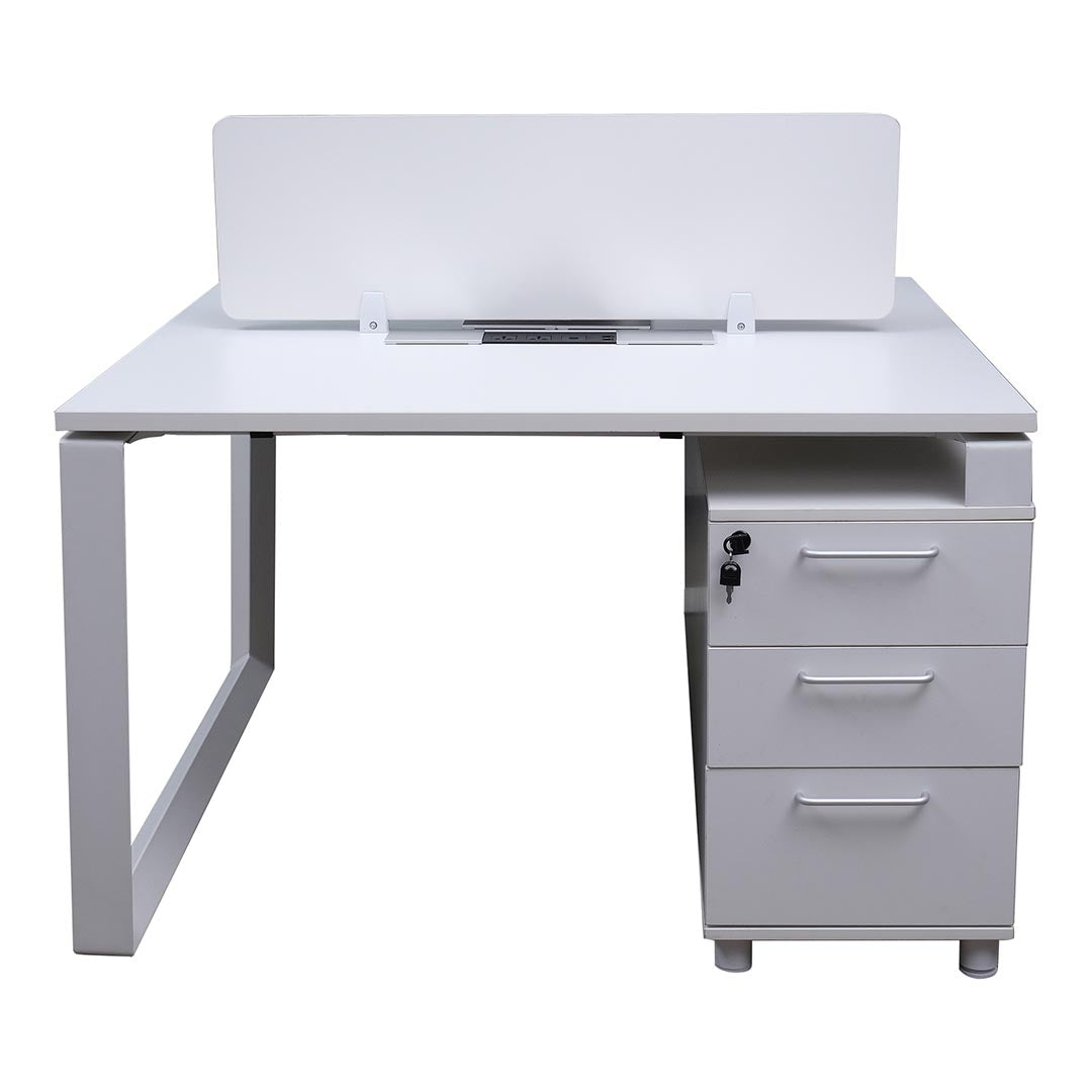 COOLBABY Dual Work Station in Matt White – High-Density Fiber Desk - COOLBABY