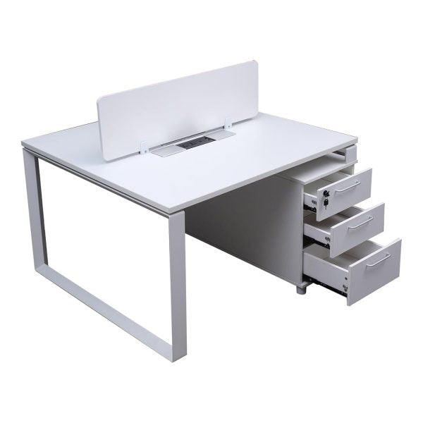 COOLBABY Dual Work Station in Matt White – High-Density Fiber Desk - COOLBABY