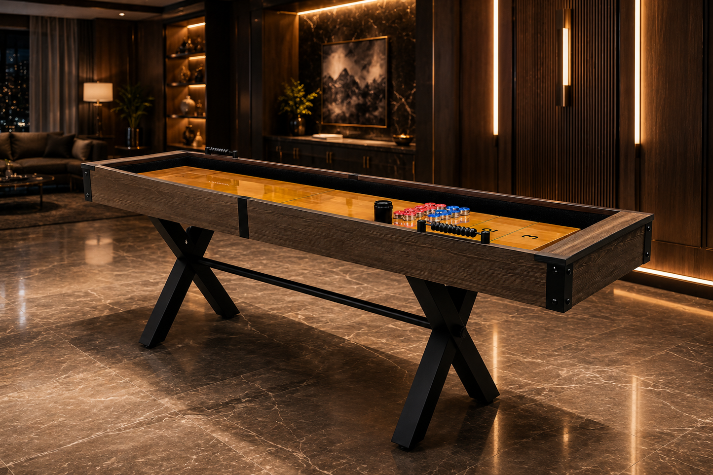 RS9009 9ft Shuffleboard Table | Premium Solid Wood Indoor Game Table