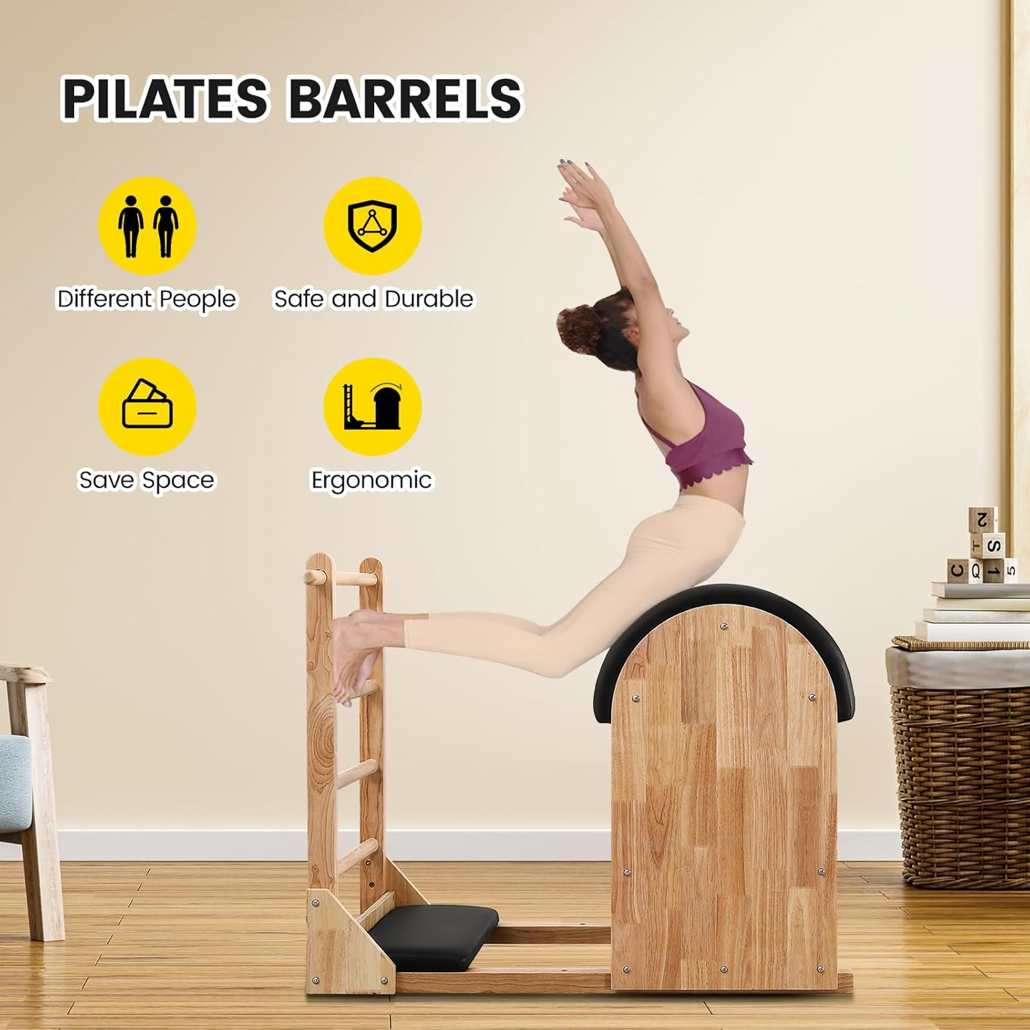 Oak Ladder Barrel Trainer Equipment Wood Pilates Ladder Barrel Pilates Training Bed Ladder Barrel Pilates