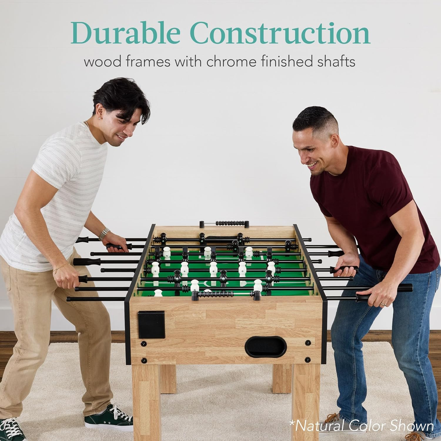 54 Inch Regulation Foosball Table for Home, Game Room - Includes 2 Balls, 2 Cup Holders - COOLBABY