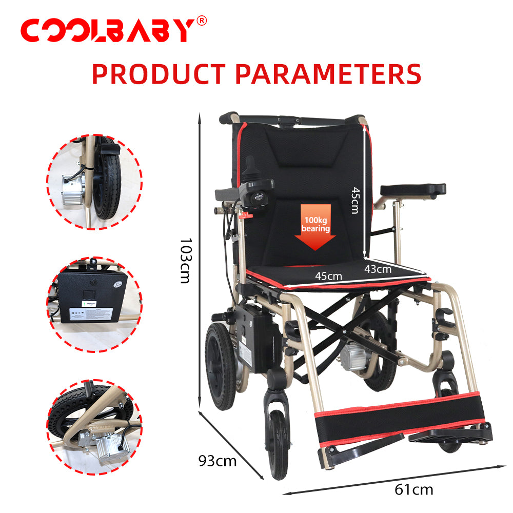 Pink electric chair for the elderly long endurance folding portable electric four-wheel scooter - COOLBABY