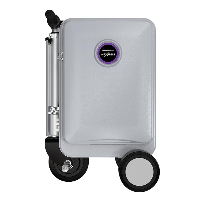Plastic Airxpress G45 Smart Riding 3 Spinner Wheel Hard Suitcase - Boarding Allowed, Digital Silver, 55 cm - COOLBABY