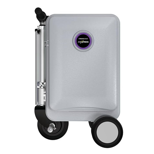 Plastic Airxpress G45 Smart Riding 3 Spinner Wheel Hard Suitcase - Boarding Allowed, Digital Silver, 55 cm - COOLBABY