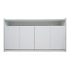 COOLBABY Durable Matt White Low Cabinet with HDF Panels and Stay-Open Doors - 160x40x85 cm - COOLBABY