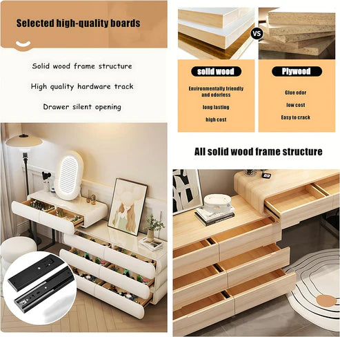 Modern Minimalist Makeup Dresser Desk for Bedroom-Elegant Solid Wood Vanity Table - COOLBABY