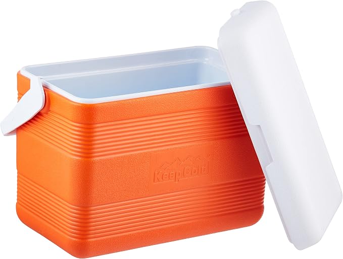 30L Deluxe Plastic Cooler Icebox Orange – Portable Insulated Picnic Cooler with 5-Day Ice Retention