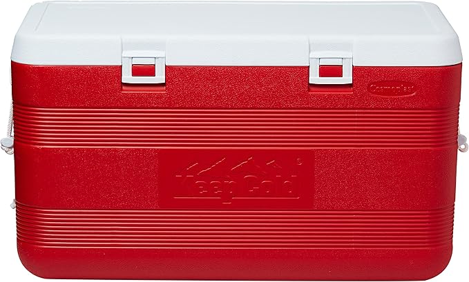 127L Plastic Cooler Icebox Deluxe Red – Heavy Duty Insulated Cooler with 6-Day Ice Retention