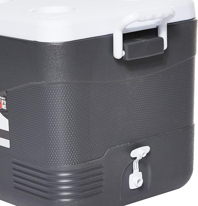 60L Plastic Picnic Cooler Icebox Cool Grey – Insulated Cooler Box with 6-Day Ice Retention & Leakproof Drain Tap