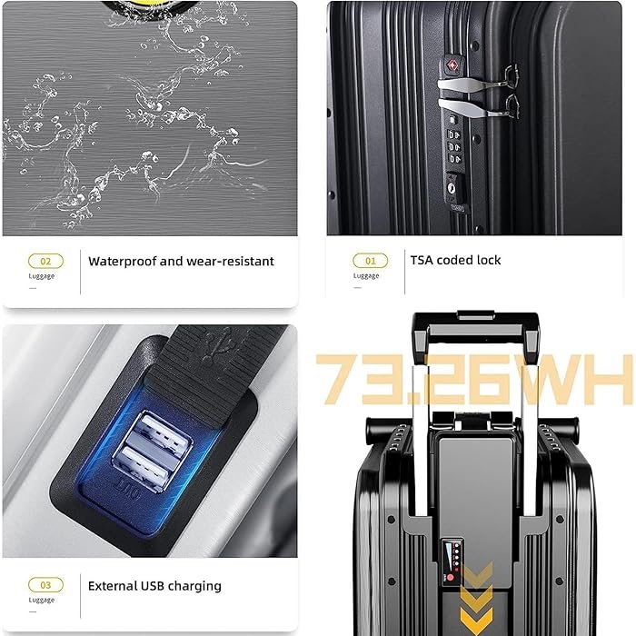 Electric Luggage with Smart Cart Cover - 20 Inch Aluminum Alloy Frame Electric Suitcase - COOLBABY