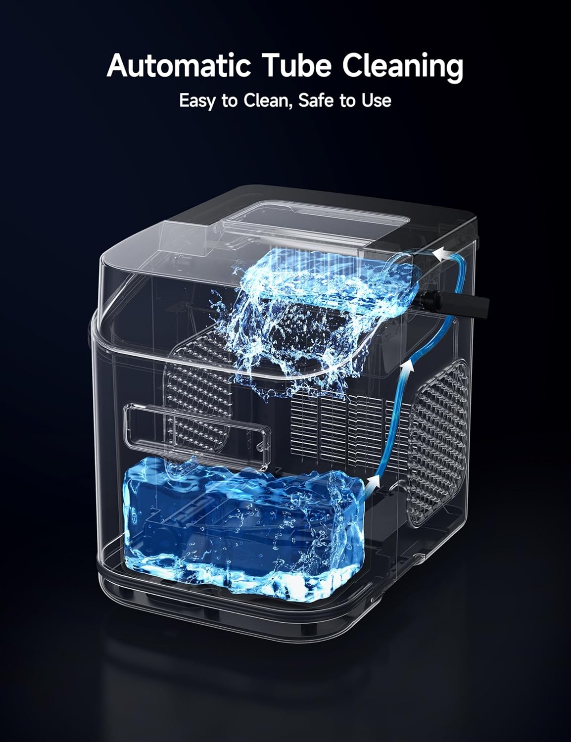 Countertop Ice Maker – Clear View Window, Self-Cleaning, Ambient Light, 26lbs/Day – Black - COOLBABY