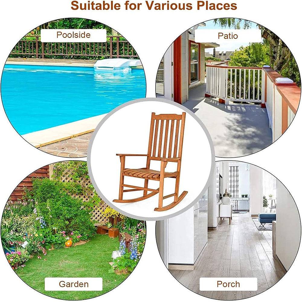 COOLBABY WQSJ-HWYY01 Patio Rocking Chair,Outdoor Wooden Rocking Chairs,Rocking Chairs for Porch,Armchair,Wide Seat and Armrest, Loads 150kg - COOL BABY