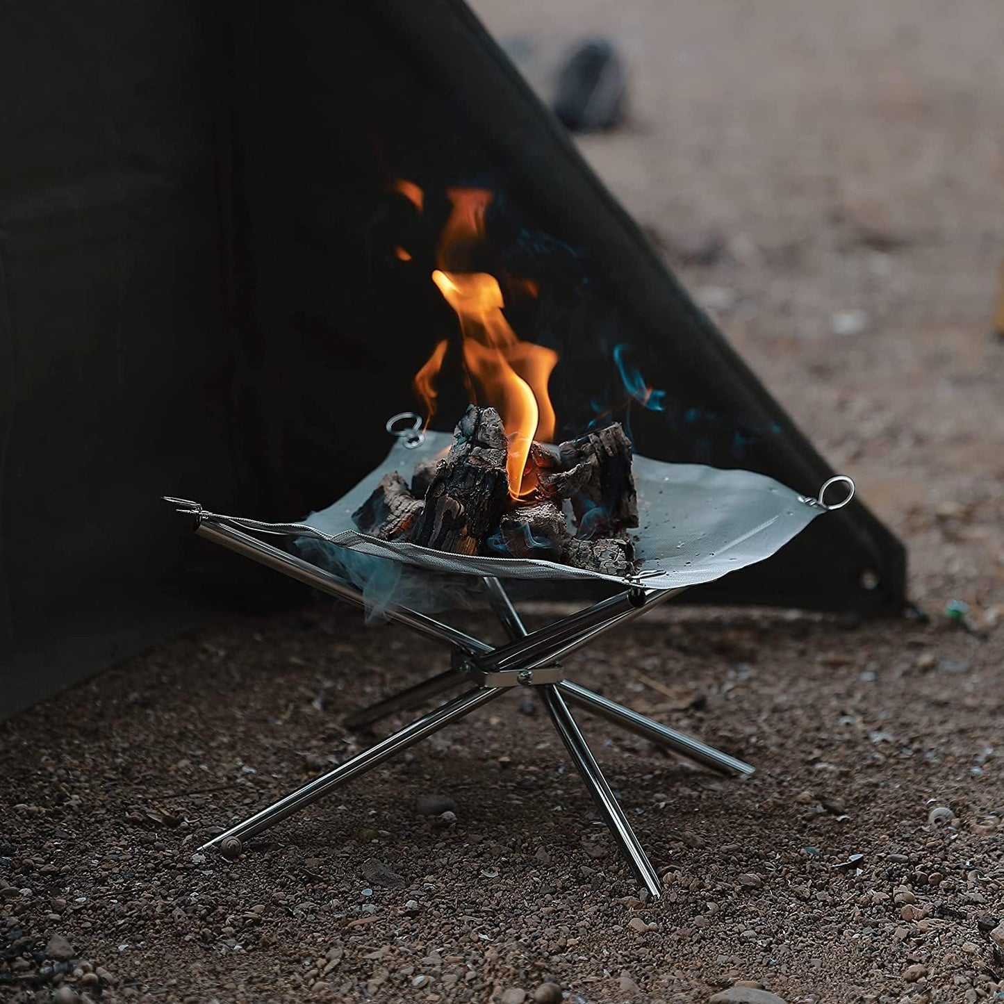 COOLBABY Outdoor Camping Fire Pit, Portable Lightweight Fire Pit Stand with Collapsible Stainless Steel Mesh for Camping X Fire Camping Fire Pit Stainless Steel Portable Fire Pit SEYYSKWJ SRK WHITE - COOLBABY