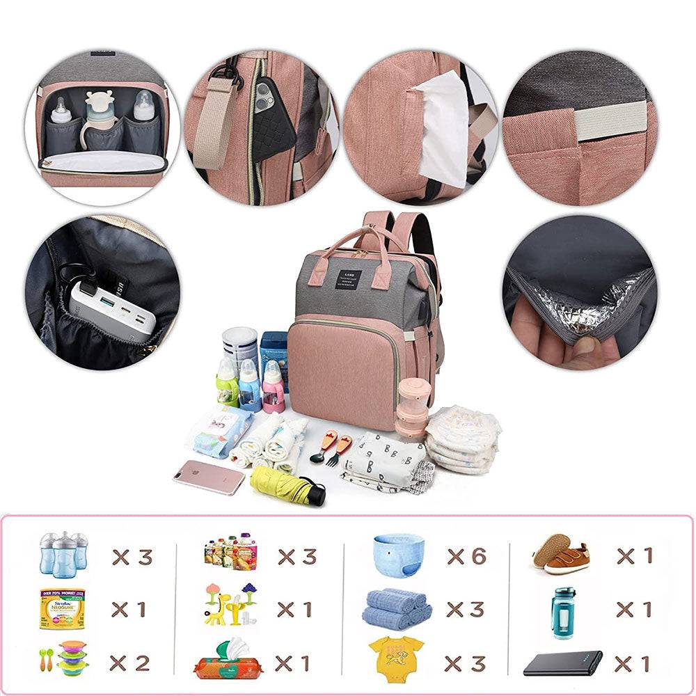 COOLBABY Diaper Bag Backpack,7 in 1 Travel Diaper Bag,Mommy Bag With USB Charging Port - COOL BABY