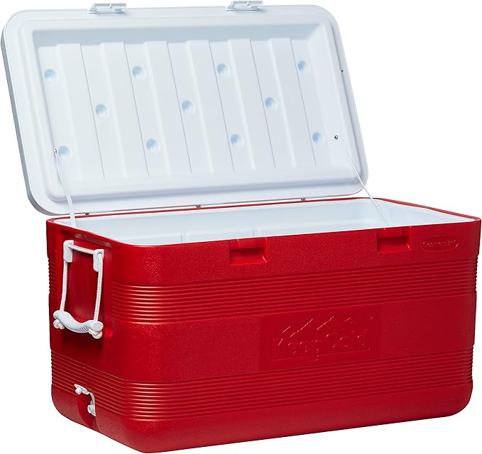 127L Plastic Cooler Icebox Deluxe Red – Heavy Duty Insulated Cooler with 6-Day Ice Retention